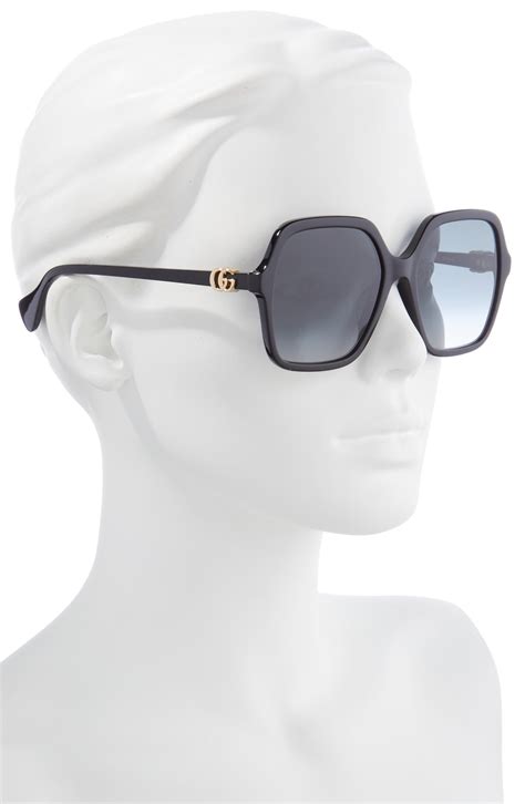 gucci brown and beige big square tortioshell sunglassed nordstrom|Gucci 56mm Square Sunglasses .